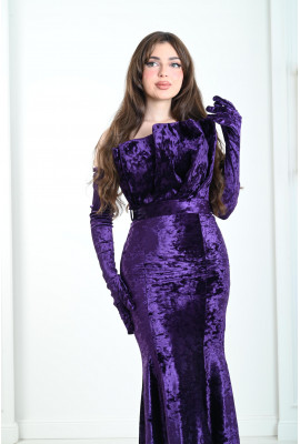 فستان راقي بقفازات طويلة 