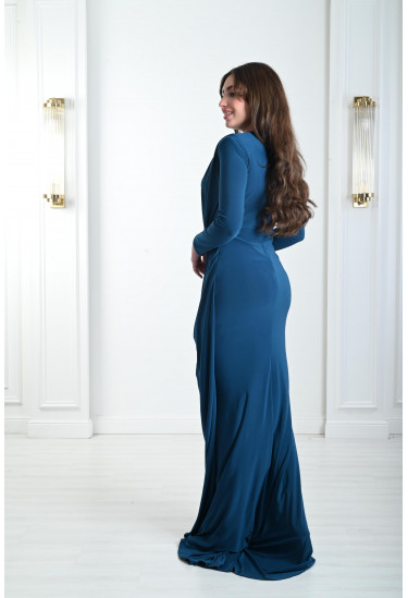 فستان سهرة بتوكية ملفوفة على الخصر فستان سهرة بتوكية ملفوفة على الخصر