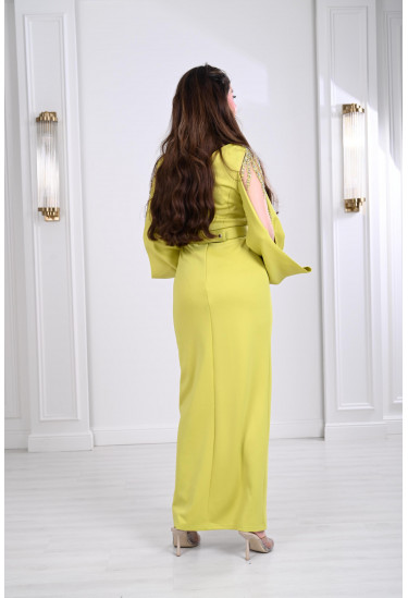 فستان نسائي بقصة ناعمة وأكمام منمقة 