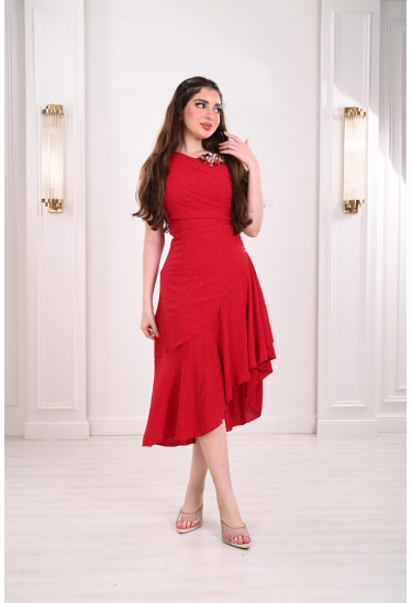 فستان ميدي مزين بحبات الستراس الساحرة