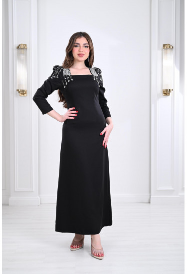 فستان سيمبل بتطريز هادئ على الأكتاف 