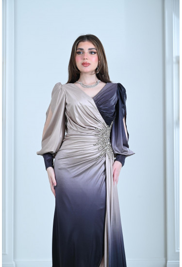 فستان نسائي بطيات ساحرة مجمعة على الخصر 