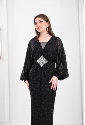 فستان نسائي بخصر مزين بشكل الجوهرة فستان نسائي بخصر مزين بشكل الجوهرة