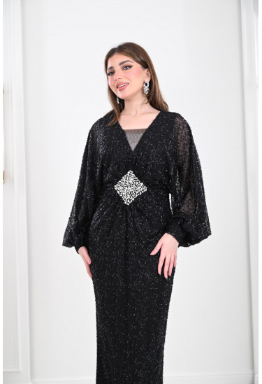 فستان نسائي بخصر مزين بشكل الجوهرة فستان نسائي بخصر مزين بشكل الجوهرة