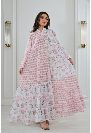 جلابية فضفاضة مزينة بالزهور و النقاط