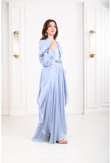 فستان نسائي بنمط الطبقات الانسيابية 