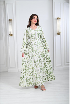 جلابية مطرزة بجدايل الخرز مع اربطة جانبية 