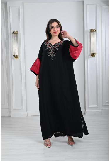 جلابية فضفاضة بأساور لامعة مطرزة 