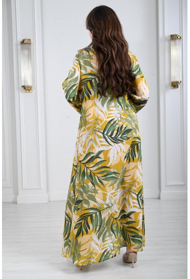 جلابية نسائية بتطريز بارز على الصدر 