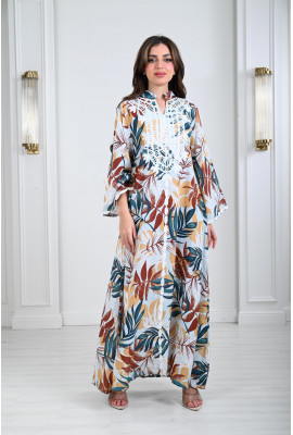 جلابية نسائية بتطريز بارز على الصدر 