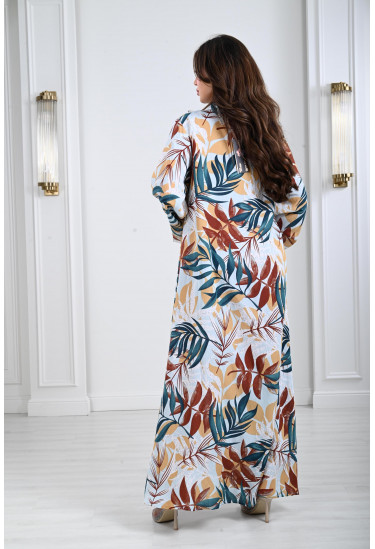 جلابية نسائية بتطريز بارز على الصدر 