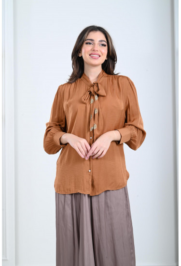 بلوزة نسائية برابطة عنق ناعمة بلوزة نسائية برابطة عنق ناعمة