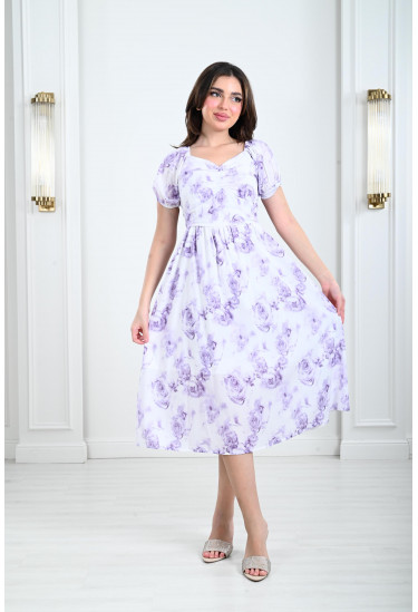 فستان نسائي مزين بالزهور الناعمة 