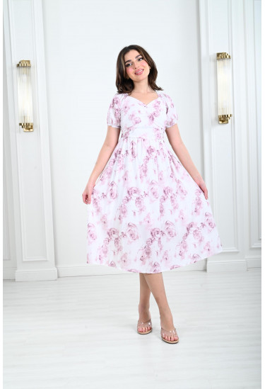 فستان نسائي مزين بالزهور الناعمة 