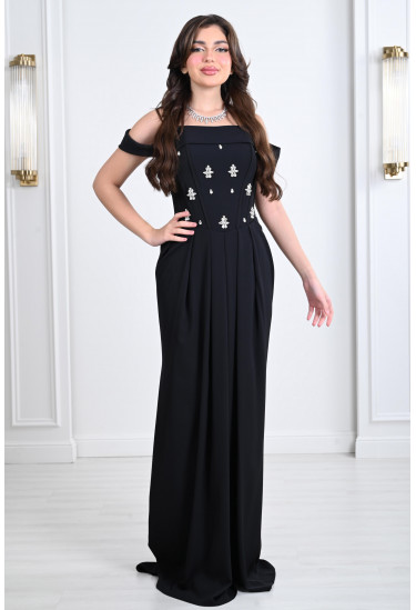 فستان أوف شولدر بكسرات ناعمة 