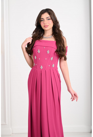 فستان أوف شولدر بكسرات ناعمة 