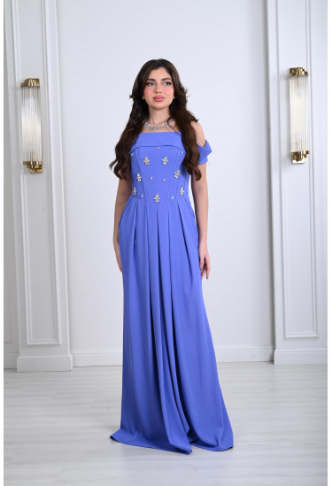 فستان أوف شولدر بكسرات ناعمة 