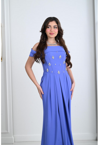 فستان أوف شولدر بكسرات ناعمة 