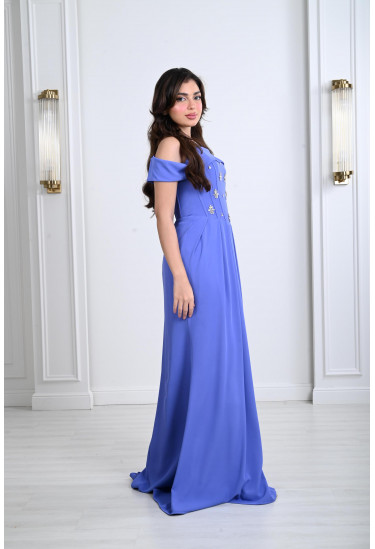 فستان أوف شولدر بكسرات ناعمة 