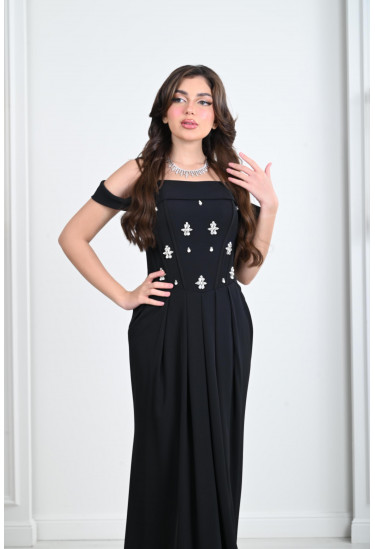 فستان أوف شولدر بكسرات ناعمة 