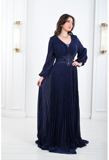 فستان سهرة نسائي بكسرات البيليسيه فستان سهرة نسائي بكسرات البيليسيه