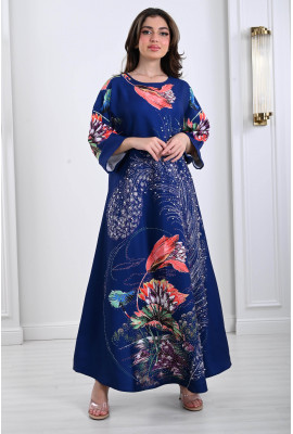 جلابية ستان بنقشات ناعمة 