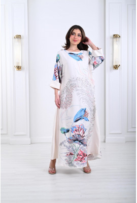 جلابية ستان بنقشات ناعمة 