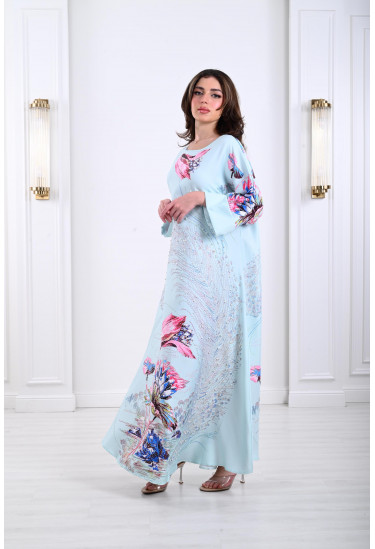 جلابية ستان بنقشات ناعمة 