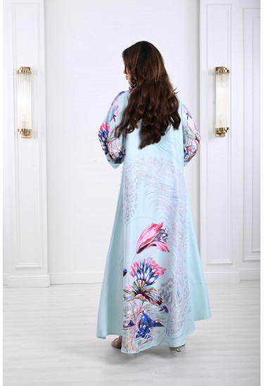 جلابية ستان بنقشات ناعمة 