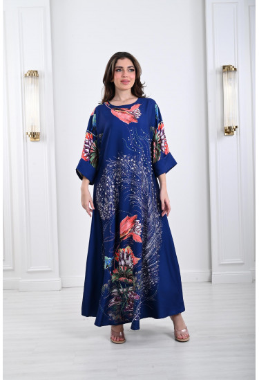 جلابية ستان بنقشات ناعمة 