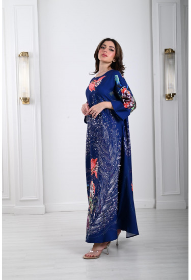 جلابية ستان بنقشات ناعمة 