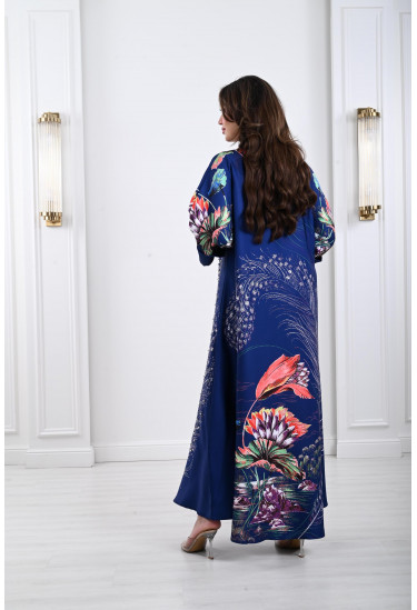 جلابية ستان بنقشات ناعمة 