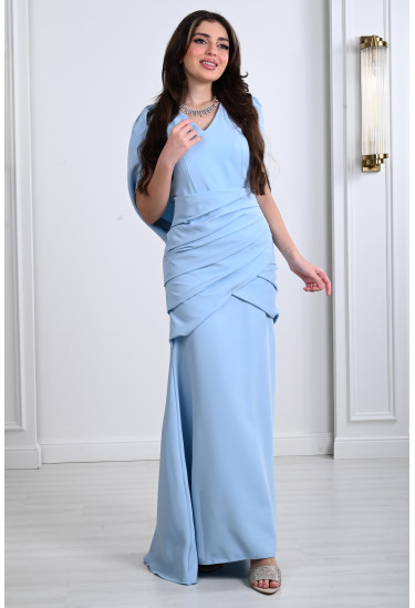 فستان سهرة نسائي بطيات متداخلة على الخصر فستان سهرة نسائي بطيات متداخلة على الخصر