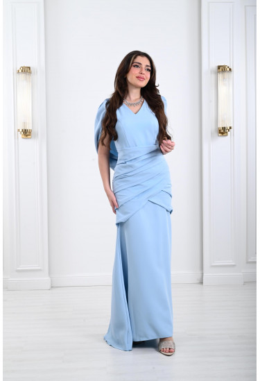 فستان سهرة نسائي بطيات متداخلة على الخصر فستان سهرة نسائي بطيات متداخلة على الخصر