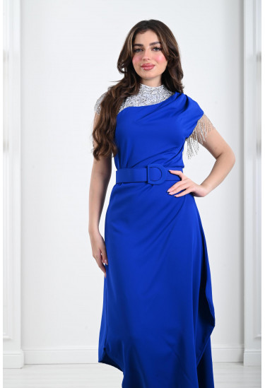 فستان مطرز تطريز خيالي على الكتف