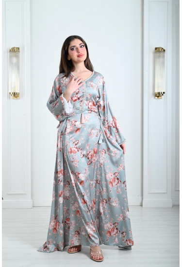 جلابية ستان نسائية بأربطة جانبية جلابية ستان نسائية بأربطة جانبية