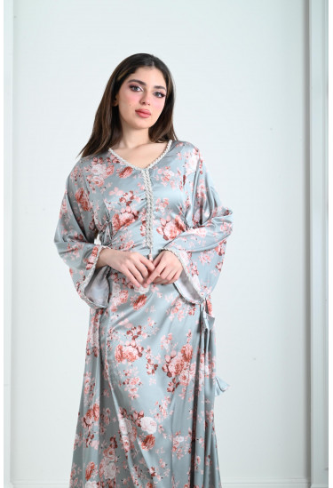 جلابية ستان نسائية بأربطة جانبية جلابية ستان نسائية بأربطة جانبية