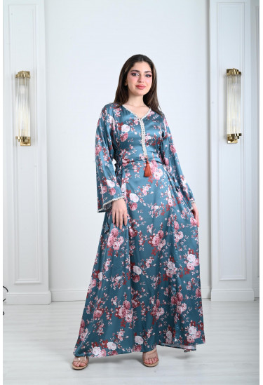 جلابية ستان نسائية بأربطة جانبية جلابية ستان نسائية بأربطة جانبية