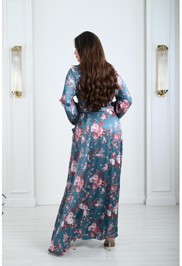 جلابية ستان نسائية بأربطة جانبية جلابية ستان نسائية بأربطة جانبية