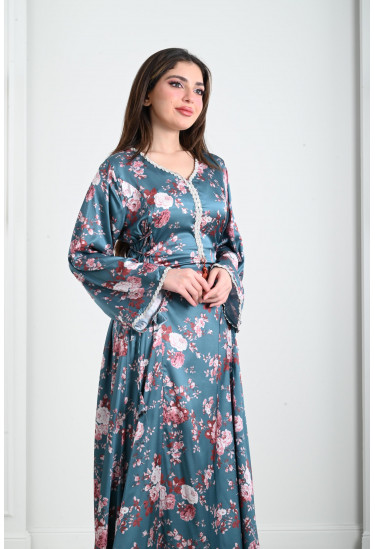 جلابية ستان نسائية بأربطة جانبية جلابية ستان نسائية بأربطة جانبية