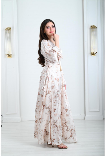 جلابية ستان نسائية بأربطة جانبية جلابية ستان نسائية بأربطة جانبية