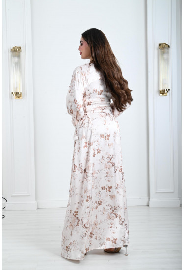 جلابية ستان نسائية بأربطة جانبية جلابية ستان نسائية بأربطة جانبية