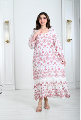 جلابية نسائية منقوشة نقشات انسيابية 