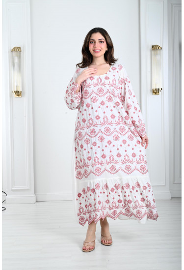 جلابية نسائية منقوشة نقشات انسيابية 