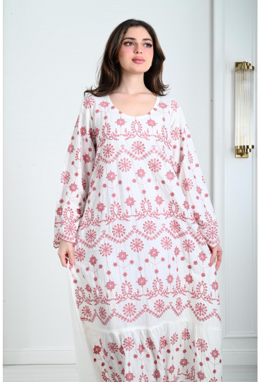 جلابية نسائية منقوشة نقشات انسيابية 