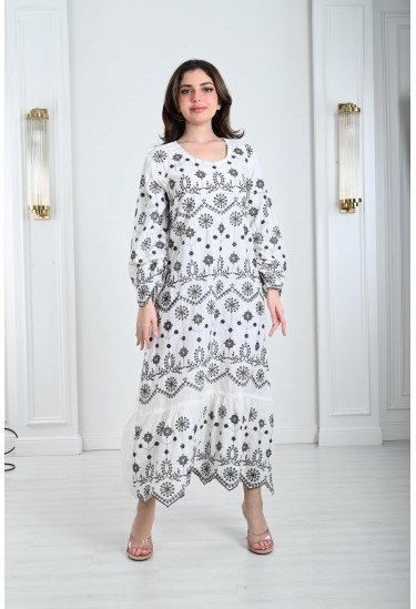 جلابية نسائية منقوشة نقشات انسيابية 