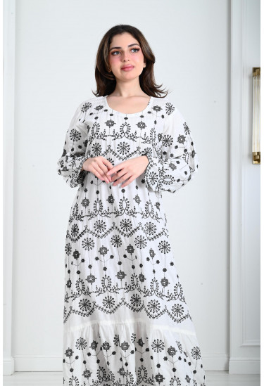 جلابية نسائية منقوشة نقشات انسيابية 