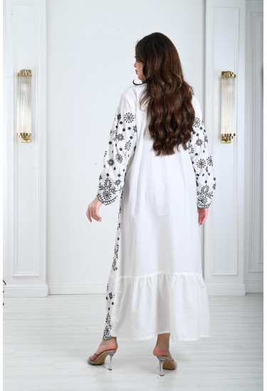 جلابية نسائية منقوشة نقشات انسيابية 