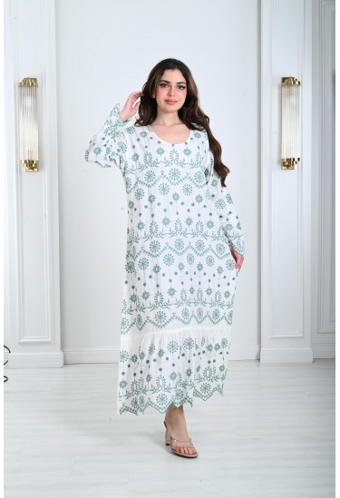 جلابية نسائية منقوشة نقشات انسيابية 