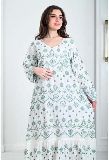 جلابية نسائية منقوشة نقشات انسيابية 